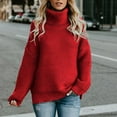 thumbnail image 1 of Aloohaidyvio Sweaters for Women,Womens Casualsolid Color Casual Thick Line Long Sleeve Turtleneck Sweater, 1 of 4
