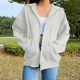 thumbnail image 1 of Aloohaidyvio Sweatshirts Womens Solid Hooded Plush Sweatshirt Long Sleeve Jacket Loose Coat, 1 of 6