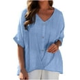 thumbnail image 1 of Aloohaidyvio Sweatshirts Womens V-Neck Long Sleeve Loose Button Tunic Shirts Blouse, 1 of 5