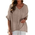 thumbnail image 1 of Aloohaidyvio Sweatshirts Womens V-Neck Long Sleeve Loose Button Tunic Shirts Blouse, 1 of 5