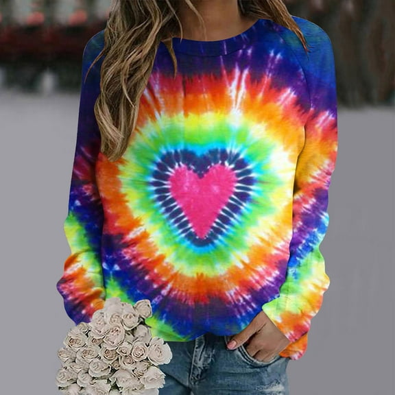 Aloohaidyvio Sweatshirts for Women Loose Fit,2024 Fall Women's Tie dye Crewneck Sweatshirts Fleece Pullover Hoodies Sweaters Casual Winter Outfits Tops