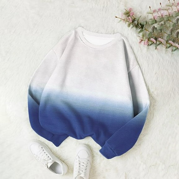 Aloohaidyvio Sweatshirts for Women Loose Fit,2024 Women's Fall Soft Crew neck Sweatshirts Trendy Tie dye Lightweight Cropped Pullover Tops Long Sleeve Winter Sweat Shirts