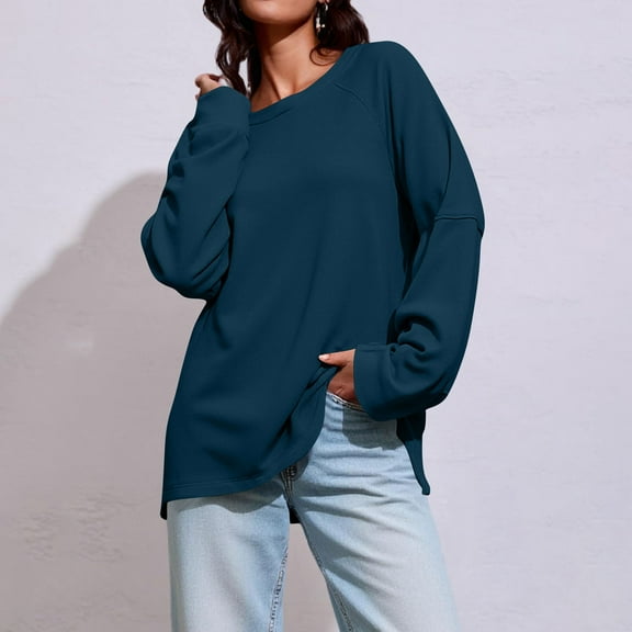 Aloohaidyvio Sweatshirts for Women Long Sleeve Casual Crewneck Cute Pullover Tops Lightweight Sweatshirt