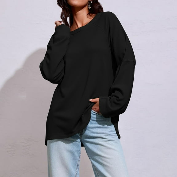 Aloohaidyvio Sweatshirts for Women Long Sleeve Casual Crewneck Cute Pullover Tops Lightweight Sweatshirt