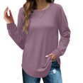 thumbnail image 1 of Aloohaidyvio Sweatshirts for Women,Womens Long Sleeve Solid Color Sweatshirt Casual Oversized Knitted Crewneck Pullover Shirts, 1 of 6