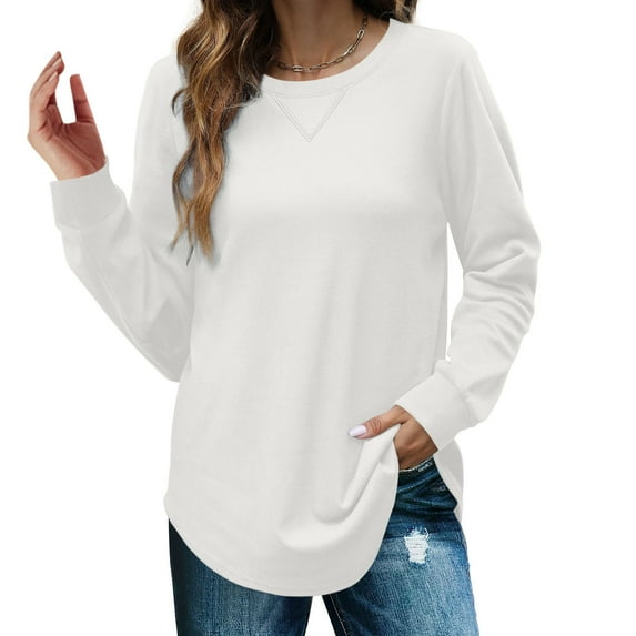 Aloohaidyvio Sweatshirts for Women,Womens Long Sleeve Solid Color Sweatshirt Casual Oversized Knitted Crewneck Pullover Shirts