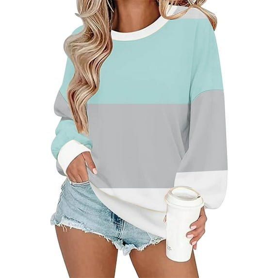 Aloohaidyvio Sweatshirts for Women No Boundaries,Womens Oversized Sweatshirts Crewneck Hoodies Color Block Long Sleeve Pullover
