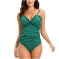 thumbnail image 1 of Aloohaidyvio Swimsuits High Waisted,Women Sexy Solid with Chest Pad without Underwire Bikini Deep V One-Piece Swimsuit, 1 of 5