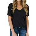 thumbnail image 1 of Aloohaidyvio T-Shirts ,Womens Casual Fashion V-Neck Solid Color Loose Short-Sleeved T-Shirt, 1 of 4