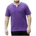 thumbnail image 1 of Aloohaidyvio T Shirts for Men Big and Tall,Men's Casual Henley Shirts Classic Button Cotton Short Sleeve T-Shirt Summer Basic Solid Lightweight Tees Tops, 1 of 5