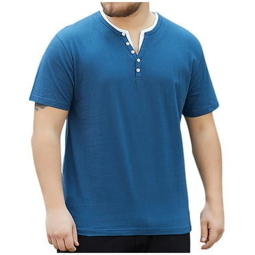 Aloohaidyvio T Shirts for Men Big and Tall,Men's Casual Henley Shirts Classic Button Cotton Short Sleeve T-Shirt Summer Basic Solid Lightweight Tees Tops