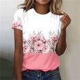 thumbnail image 1 of Aloohaidyvio T Shirts for Women $5,Womens Summer Fashion Flower Print Round Neck Short Sleeve T-Shirt Tops, 1 of 5