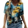 thumbnail image 1 of Aloohaidyvio T Shirts for Women Plus Size,Womens Fashion Casual Plus Size Scenic Flowers Printing V-Neck T-Shirt Tops, 1 of 5