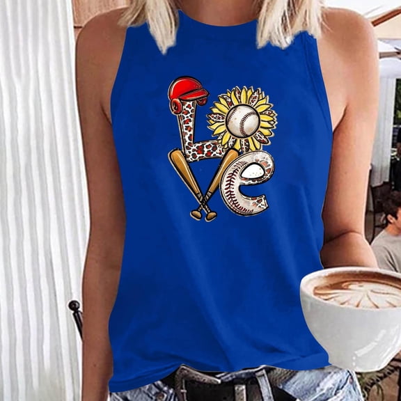 Aloohaidyvio Tank Tops for Women,Womens Plus Size Baseball Print Tank Tops,Summer Sleeveless Camisole Shirts ,Basic Casual Workout Tees