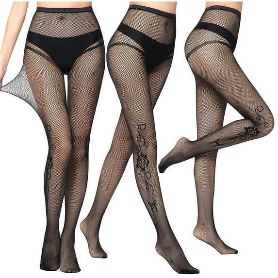 Aloohaidyvio Tights Clearance Lace Patterned Tights Fishnet Floral Stockings Small Hole Pattern Leggings Tights Net Pantyhose Black