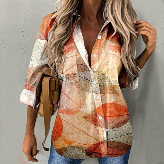 Aloohaidyvio Tops,Button Down Shirt Women Long Sleeve Blouse Bussiness Casual Lapel Tops