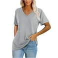 thumbnail image 1 of Aloohaidyvio Tops for Women,Fashion Womens Summer V-Neck Solid Short Sleeve Casual Top Blouse, 1 of 5