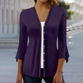 thumbnail image 1 of Aloohaidyvio Tops Fashion Women Summer 3/4 Sleeve Cardigan Solid Color Casual Blouse Tops, 1 of 5