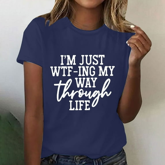 Aloohaidyvio Tops for Women,Women Girls Print Tees Short Sleeve Round Neck T Shirt Blouse Tops