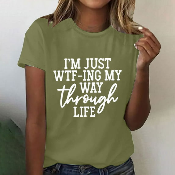 Aloohaidyvio Tops for Women,Women Girls Print Tees Short Sleeve Round Neck T Shirt Blouse Tops