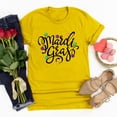 thumbnail image 1 of Aloohaidyvio Tops for Women,Womens Mardi Gras Mask Glitter Print Round Neck Short Sleeve Loose Tops,Mardi Gras Clothing Women, 1 of 5