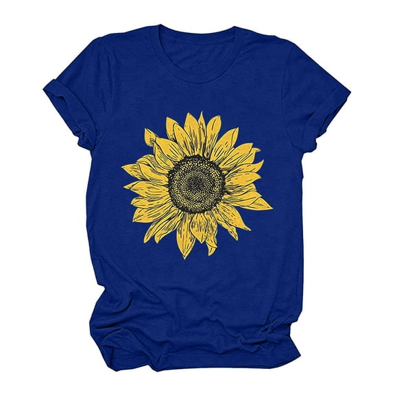 Aloohaidyvio Tops for Women,Womens Short Sleeves Floral Print Casual Tops Pullover Blouse T-Shirt