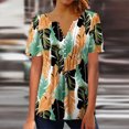 thumbnail image 1 of Aloohaidyvio Tops for Women,Womens Summer Sexy Fold Printed Regular Women Short Sleeves V Neck Button Tops Blouse, 1 of 5