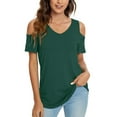 thumbnail image 1 of Aloohaidyvio Tops Womens Under 5$,Womens Fashion Casual Solid V-Neck Short Sleeve Loose T-Shirt Pullover Tops, 1 of 6