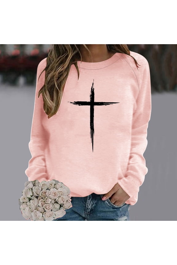 Tops Long Sleeve, Easter Womens Long Sleeved Round Neck Sports Shirt Tops,Easter Ladies Clothing