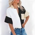 thumbnail image 1 of Aloohaidyvio Tops Plus Size Clearance,Fashion Women Tops Causal Button Patchwork Blouse T-Shirt, 1 of 6
