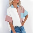 thumbnail image 1 of Aloohaidyvio Tops Plus Size,Fashion Women Causal Button Patchwork Blouse Short Sleeve T-Shirt Summer Tops, 1 of 6