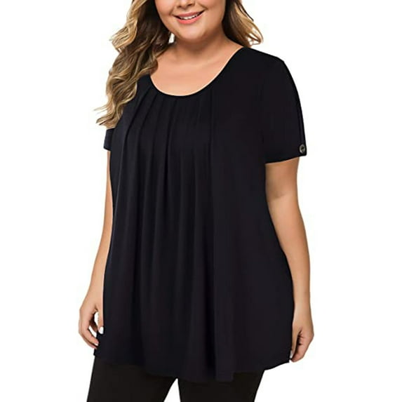 Aloohaidyvio Tops Plus Size,Plus-Size Woman Short Sleeve Tops T-Shirt Solid Loose Short