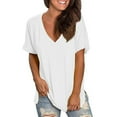 thumbnail image 1 of Aloohaidyvio Tops,Womens Fashion Summer Large Size V Neck Leisure Short Sleeve Solid Tops, 1 of 5