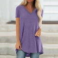 thumbnail image 1 of Aloohaidyvio Tops,Womens Summer Solid V Neck Loose Short Sleeve Tops T-Shirt Blouse, 1 of 5
