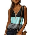 thumbnail image 1 of Aloohaidyvio Tops,Womens Tops Casual Printed Vest Zipper V-Neck Loose Sleeveless T-Shirt, 1 of 6