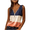 thumbnail image 1 of Aloohaidyvio Tops,Womens Tops Casual Printed Vest Zipper V-Neck Loose Sleeveless T-Shirt, 1 of 5