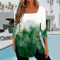 thumbnail image 1 of Aloohaidyvio Tops and Blouses ,Women Solid T-Shirt Mid-Length 3/4 Sleeves Blouse Round Neck Casual Tops, 1 of 4