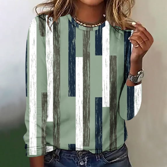 Aloohaidyvio Tops and Blouses ,Women Tops Casual Long Sleeve Printing Round Neck Loose T-Shirt Blouse