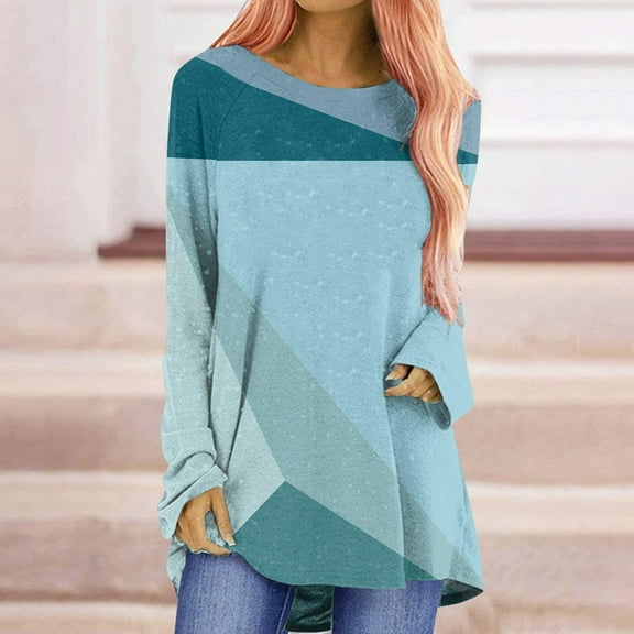 Aloohaidyvio Tops and Blouses ,Womens Casual Fashion Top Round Neck Striped Print Long Sleeve Blouse