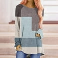 thumbnail image 1 of Aloohaidyvio Tops and Blouses ,Womens Casual Fashion Top Round Neck Striped Print Long Sleeve Blouse, 1 of 5
