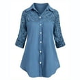 thumbnail image 1 of Aloohaidyvio Tops and Blouses ,Womens Large Size Button Lace Turn Down Collar Long Sleeve Shirt Blous, 1 of 6