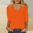 thumbnail image 1 of Aloohaidyvio Tops and Blouses ,Womens Solid Color Loose T-Shirt 3/4 Sleeves Blouse V-Neck Casual Tops, 1 of 5