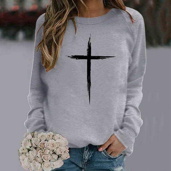 Aloohaidyvio Tops for Women, Easter Womens Long Sleeved Round Neck Sports Shirt Tops,Easter Ladies Clothing