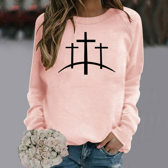 Aloohaidyvio Tops for Women, Easter Womens Long Sleeved Round Neck Sports Shirt Tops,Easter Ladies Clothing