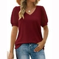 thumbnail image 1 of Aloohaidyvio Tops for Women Short Sleeve,Womans Summer Tops Causal Vintage Solid Blouse Short Sleeve T-Shirt, 1 of 5