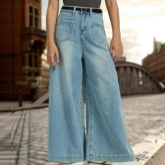 Aloohaidyvio Tummy Control Wide Leg Jeans for Women,Boot Cut Jeans for Women High Waisted,Jeans for Women Trendy,Stretchy Jeans for Women,Extra Long Jeans for Tall Women