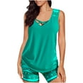 thumbnail image 1 of Aloohaidyvio Two Piece Tankini Swimsuits for Women Tummy Control Bathing Suit with Shorts Athletic Swimwear Green S, 1 of 5