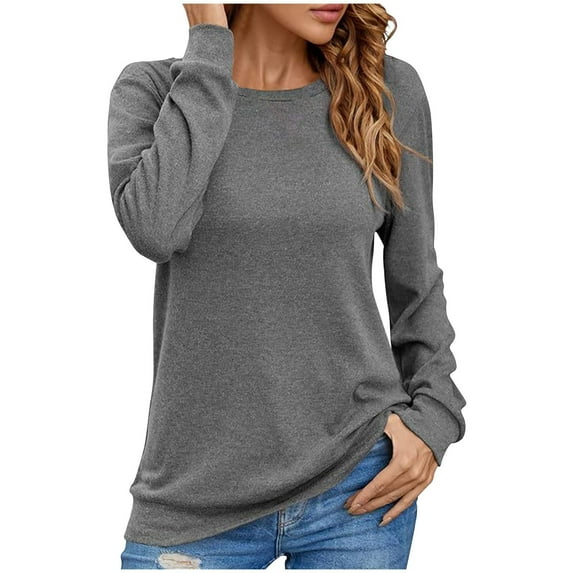 Aloohaidyvio No Boundaries Shirts for Women,Fashion Womens Long Sleeve Comfortable Breathable Round--Neck Shirt Tops,Basic Crop Tops for Women