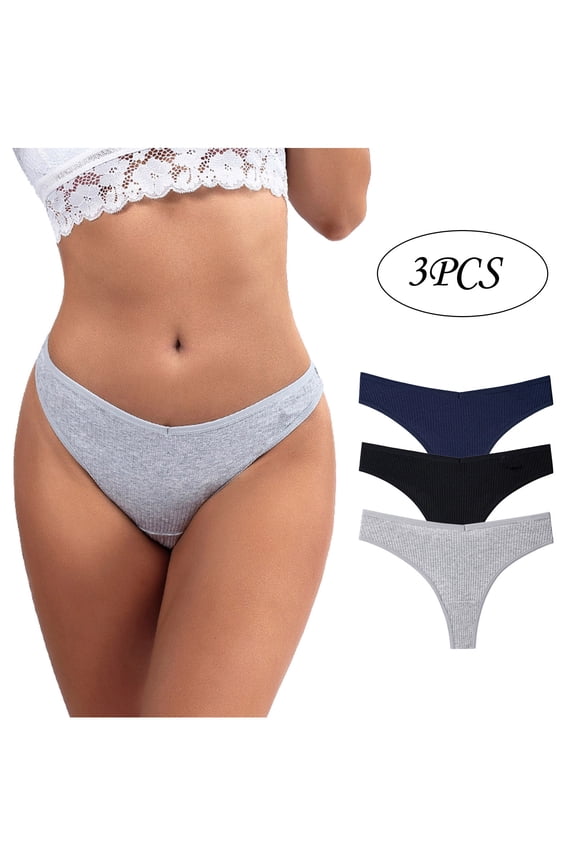 Underwear for Women,3PCS Womens Cotton Thong Panties Sexy V Waist Female Underpants,Underwear Women Pack L