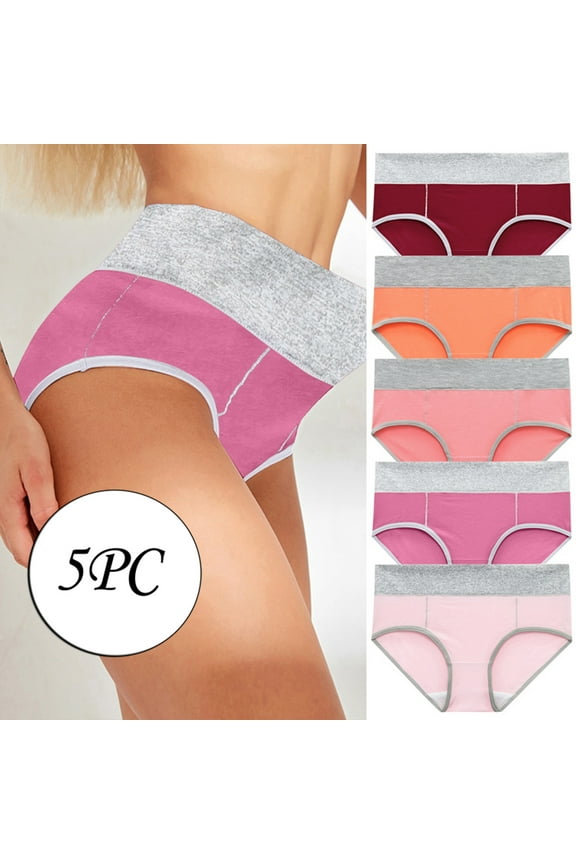 Underwear for Women,5Pc Women Solid Color Patchwork Briefs Panties Underwear Bikini Underpants